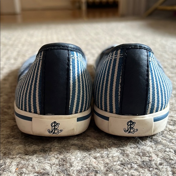 Ralph Lauren Navy and White Striped Flats, Size 8 - Picture 6 of 8